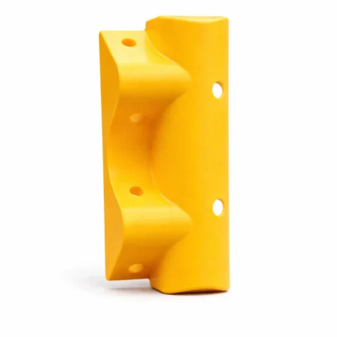 Polymer Armco Pedestrian Safety End Yellow on a white background