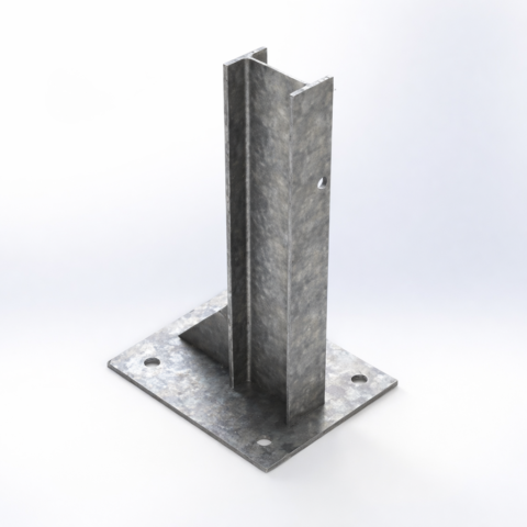 Armco RSJ Post Base Plated on a studio background