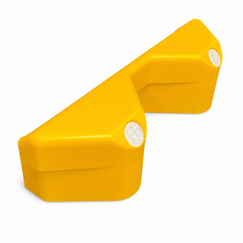 Polymer Armco Safety End Yellow on a white background different angle