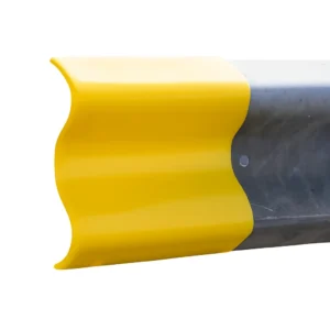 Armco 135mm Wide Short End Yellow barrier sleeve on a white background