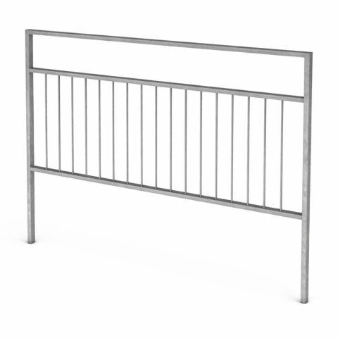 Pedestrian Guardrail Galvanized on a white background