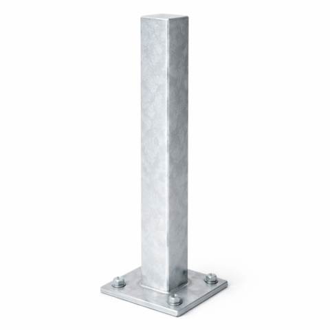 Heavy Duty Steel Bollard Galvanized on a white background