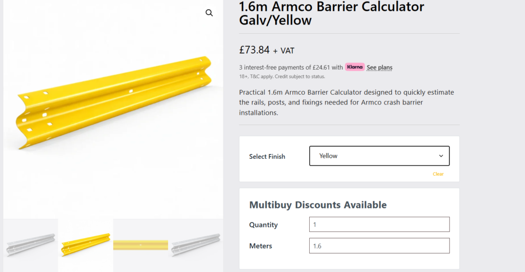 1.6m Armco Barrier Calculator