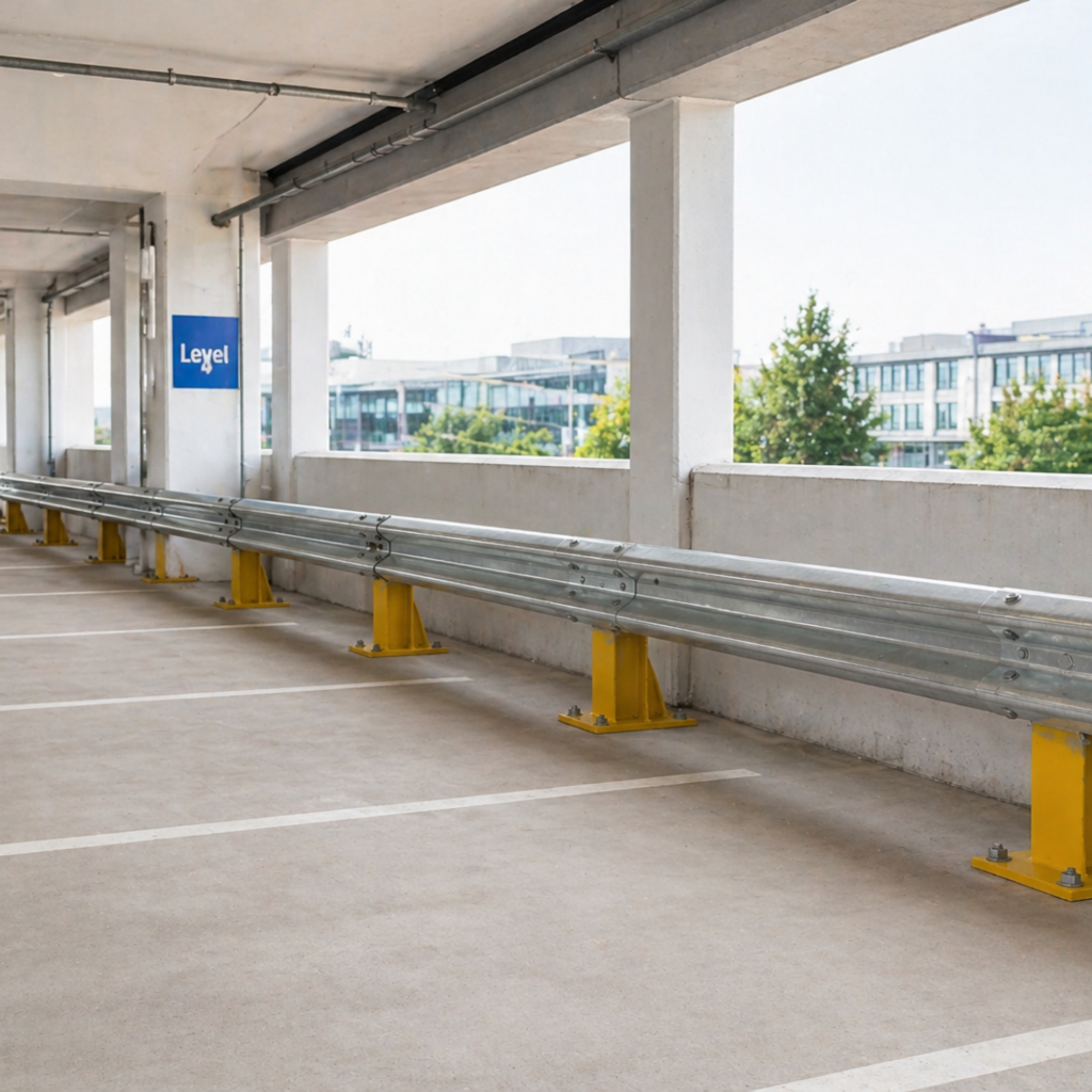 Armco Barrier in a car park