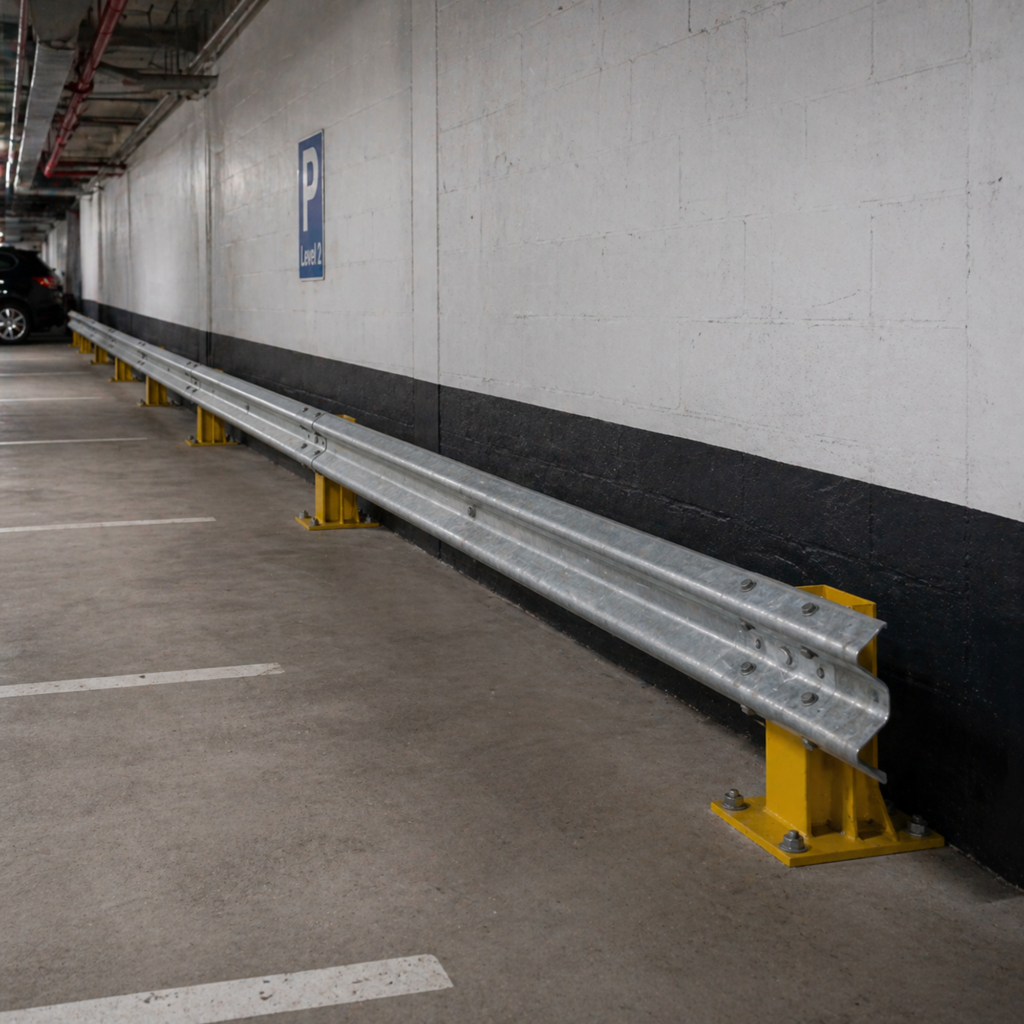 Armco Barrier In a car park