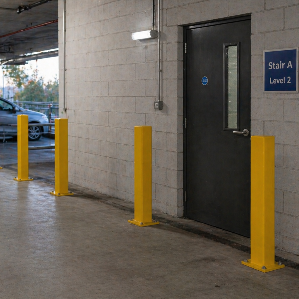 Bollards in a car park