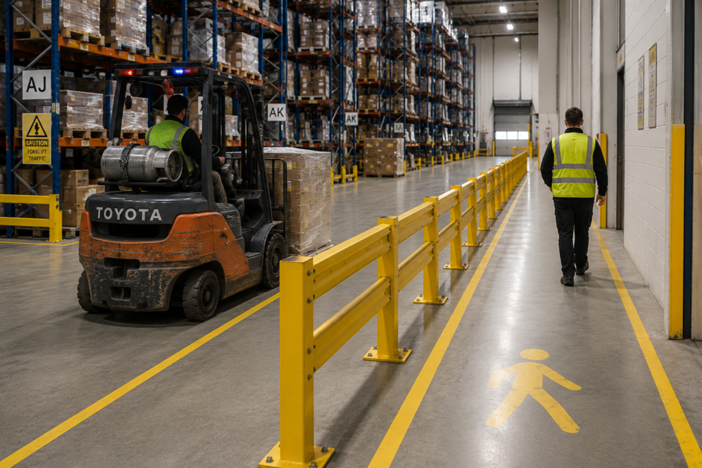 Pedestrian Guardrail in a warehouse