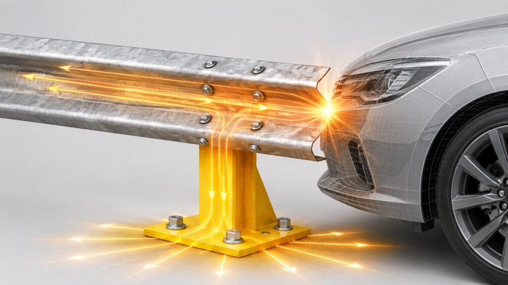 Armco Barrier Absorbing protection.