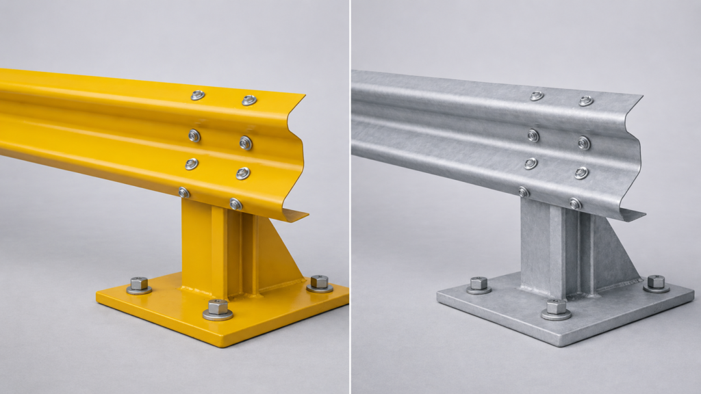 Yellow and Galv Armco Barrier Split Screen
