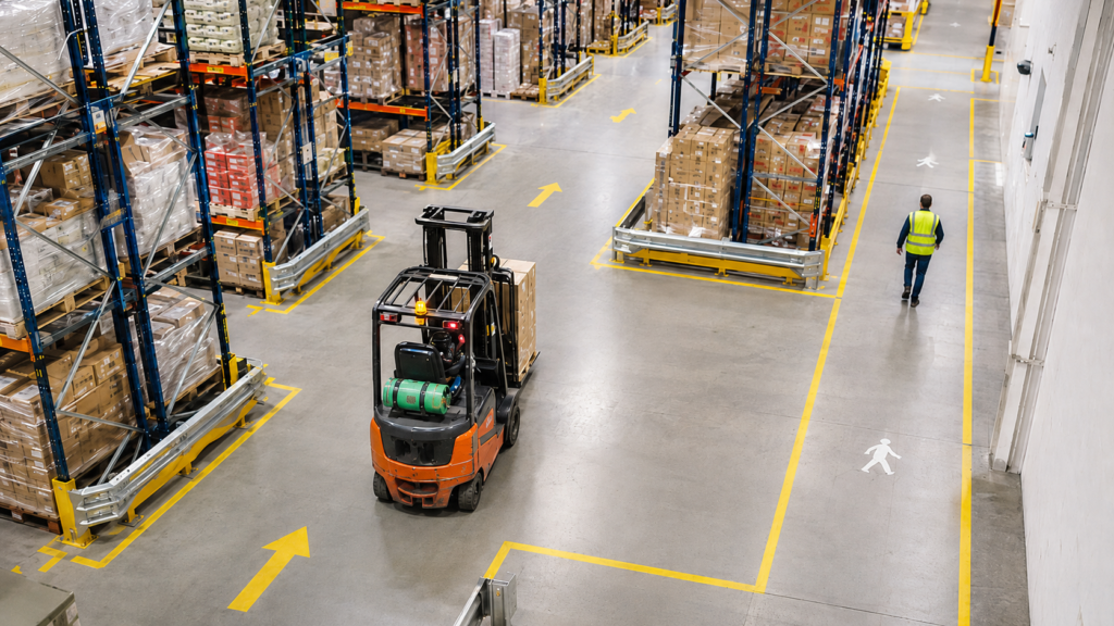 Top POV of safe forklift track