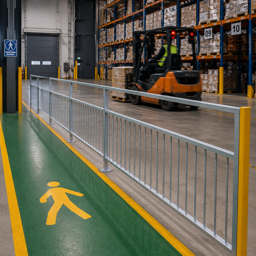 Pedestrian Guardrail in a warehouse
