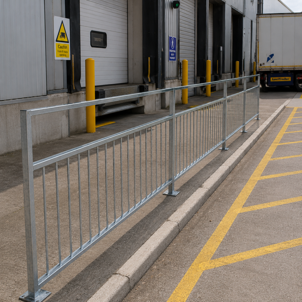 Pedestrian guardrail at a drop off location
